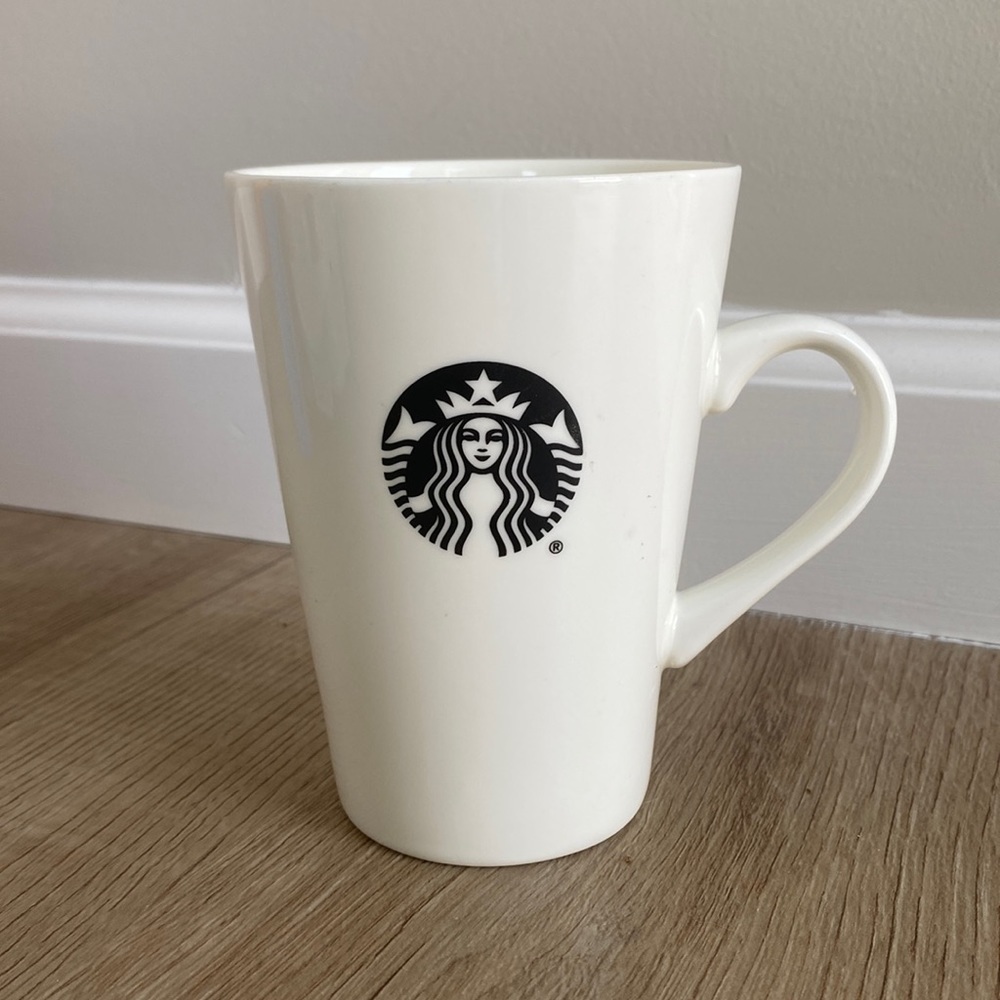 5” Starbucks 16 Ounce Mug 2015 White With Black Mermaid Logo Coffee Tea Mug